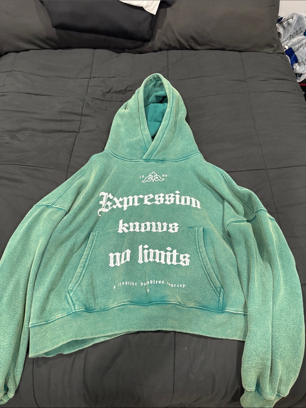 PacSun Mint Green Cowl-Neck Sweatshirt with Statement Print